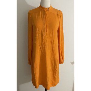 Diane Von Furstenberg Bright Orange 100% Silk Long Sleeve Blaire Dress Women’s 6